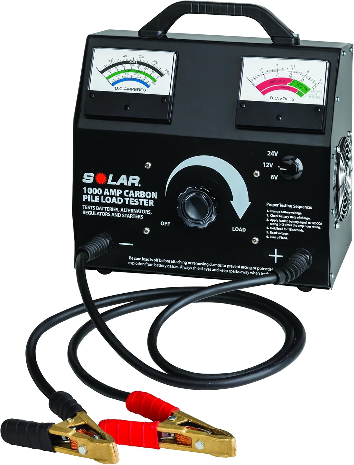 Clore Automotive Solar 1876 1000 Amp Carbon Pile Battery Load Tester, One Size, Factory Clore Automotive Solar 1876 1000 Amp Carbon Pile Battery Load Tester, One Size, Factory
