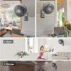 PELONIS 14 inch Wall Mount Fan with Remote Control, Oscillating Fan with 26ft Powerful Airflow, 3 Speeds & 3 Modes, Auto 90° Horizontal & 68° Vertical Tilt, Indoor, 36dB, Ideal for Home, Garage, Gym, Grey
