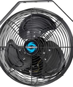 Tornado 12 Inch Outdoor Water-Resistant Wall Mounted Fan IPX4 Rated 3 Speed High Velocity Meatl Wall Fan For Commercial, Industrial, Residential, 6.6 FT Cord cETL Safety Listed, Black