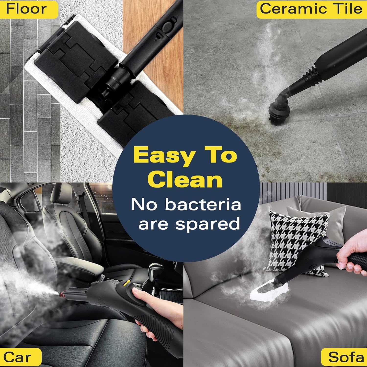 Steam Cleaner, Multipurpose Powerful Steamer with 21 Accessories, 248°F High-Temperature Steam for Floors, Grout, Tiles, Carpet, Cars - Portable 1.08L Tank, Child Lock, Chemical-Free Cleaning (Yellow) Steam Cleaner, Multipurpose Powerful Steamer with 21 Accessories, 248°F High-Temperature Steam for Floors, Grout, Tiles, Carpet, Cars - Portable 1.08L Tank, Child Lock, Chemical-Free Cleaning (Yellow) - Image 5