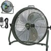iLiving 18" Rechargeable Battery Operated Camping Floor Fan, High Velocity Portable Outdoor Fan with Metal Blade, With Built-in Lithium Battery for Whole Day Usage, 18 Inches, Military Green
