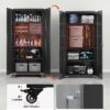 VEVOR Metal Storage Cabinet, 72.6 in Rolling Steel Garage Cabinet with 4 Adjustable Shelves, 2 Magnetic Doors & 2 Keys, 5 Tiers Lockable Tool Storage for Pantry, Warehouse, Basement, Office, Black