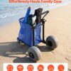 VEVOR Beach Cart with Large Wheels for Sand, 165 lbs Load Capacity, Heavy Duty Folding Beach Wagon with 12" Balloon Wheels, Storage Bag, 180° Adjustable Handlebar, Dolly for Camping Fishing Garden