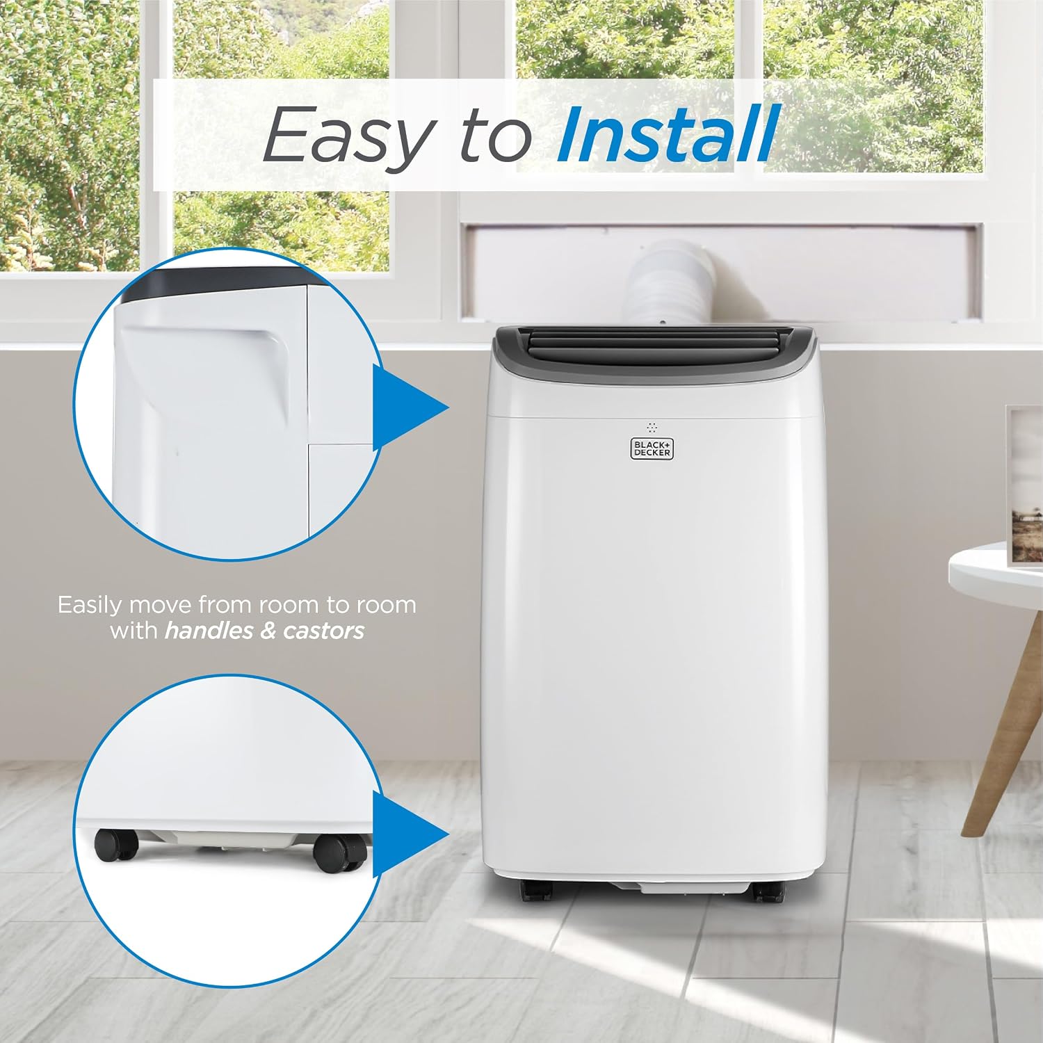 BLACK+DECKER Portable Air Conditioner, 9,000 BTU, BPACT08WT, White | 5,300 BTU SACC for Rooms up to 400 Sq. Ft., 3-in-1 Portable AC, Fan and Dehum with Follow Me Remote Control and Window Kit BLACK+DECKER Portable Air Conditioner, 9,000 BTU, BPACT08WT, White | 5,300 BTU SACC for Rooms up to 400 Sq. Ft., 3-in-1 Portable AC, Fan and Dehum with Follow Me Remote Control and Window Kit - Image 7