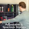 Sunnydaze 72" H Resin Garage Storage Cabinet - Garage Cabinet with Lockable Doors and Adjustable Shelves - Freestanding Utility Storage for Laundry Room, Office, Basement - Charcoal/Gray Trim