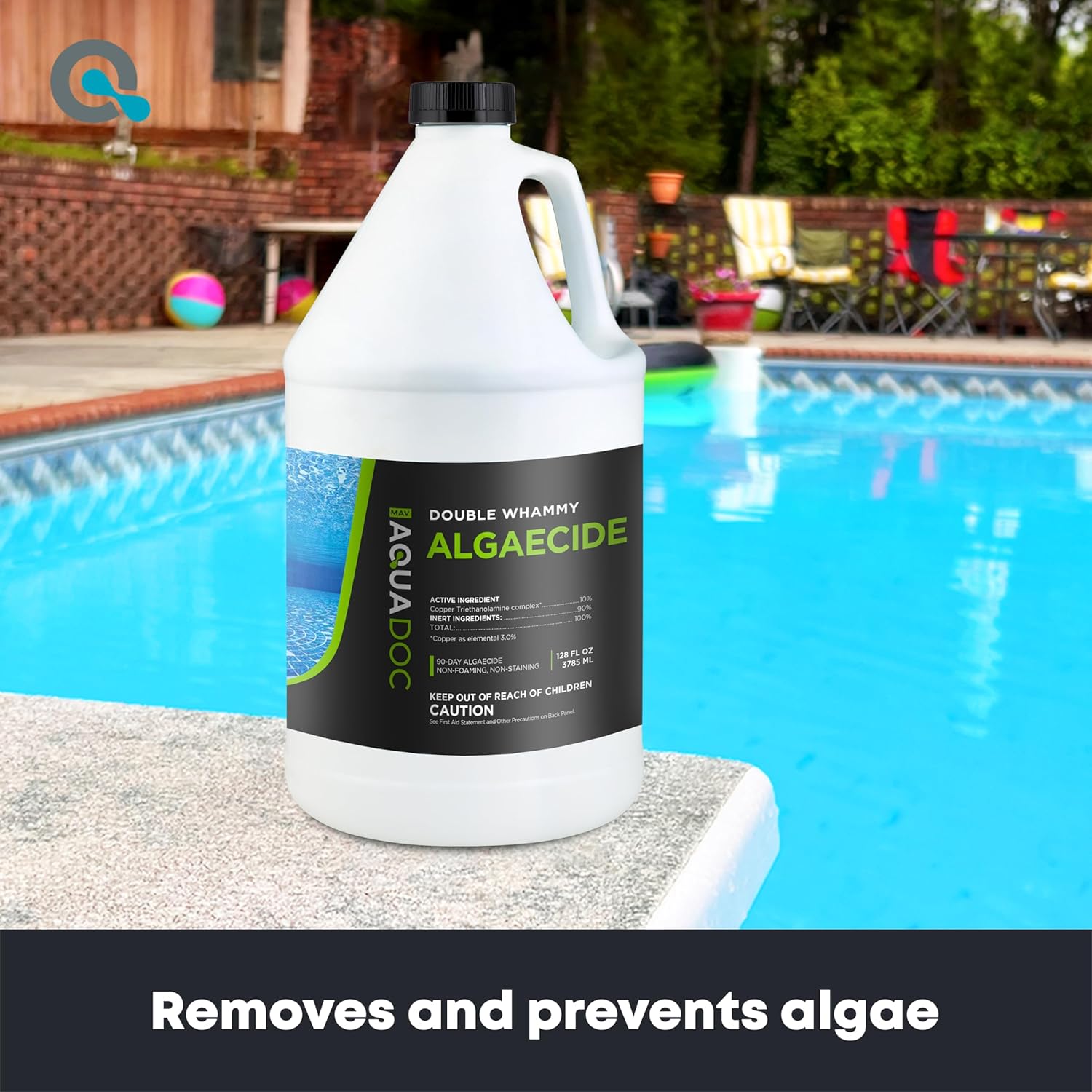 Copper Pool Algaecide for Swimming Pools - 128 oz - 90 Day Algaecide for Inground & Above Ground Pools, Helps Prevent & Remove Green, Mustard, Black Algae - AquaDoc Copper Pool Algaecide for Swimming Pools - 128 oz - 90 Day Algaecide for Inground & Above Ground Pools, Helps Prevent & Remove Green, Mustard, Black Algae - AquaDoc - Image 2