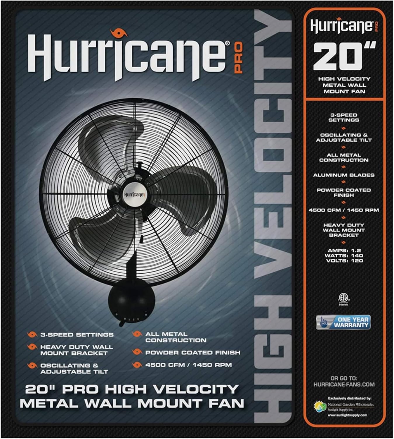 Hurricane Pro High Velocity Oscillating Metal Wall Mount Fan w/ 3 Speeds, Black, 20" - Corded Electric Air Cooling Unit w/ Powerful 4500 CFM Airflow for Home, Garage, Gym, Workshop & Greenhouse Hurricane Pro High Velocity Oscillating Metal Wall Mount Fan w/ 3 Speeds, Black, 20" - Corded Electric Air Cooling Unit w/ Powerful 4500 CFM Airflow for Home, Garage, Gym, Workshop & Greenhouse - Image 7