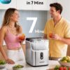 EUHOMY Nugget Ice Maker Countertop, Ready in 7 Mins, 35Lbs/24H Pebble Ice Maker Machine, Self-Cleaning Countertop Sonic Ice Makers with Ice Scoop&Basket, Pellet Ice Maker for Home, Stainless Steel
