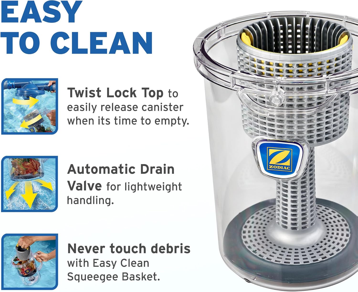 Zodiac Genuine Parts Cyclonic Leaf Catcher, Connects to Suction-Side Pool Cleaners to Capture Leaves & Other Debris, Universal Hose Connection Included Zodiac Genuine Parts Cyclonic Leaf Catcher, Connects to Suction-Side Pool Cleaners to Capture Leaves & Other Debris, Universal Hose Connection Included - Image 4