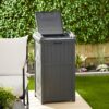 Suncast 3 Pack Trash Hideaway Refuse Container, Stylish Resin Outdoor Garbage Bin with Latching Lid, 30 to 33 Gallon Capacity, Cyberspace