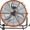 VEVOR Drum Fan, 24 Inch 8700 CFM High Velocity Heavy Duty Floor Shop Fan, 3-Speed, 5ft Cord, 360°Adjustable Tilting, Commercial Industrial Use for Warehouse, Workshop, Factory, Basement