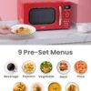 COMFEE' Retro Microwave Oven, 0.7 Cu.Ft, 700W, Red, 9 Preset Menus