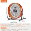 VEVOR Drum Fan, 24 Inch 8700 CFM High Velocity Heavy Duty Floor Shop Fan, 3-Speed, 5ft Cord, 360°Adjustable Tilting, Commercial Industrial Use for Warehouse, Workshop, Factory, Basement