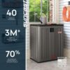 Suncast Heavy-Duty Resin Outdoor Storage Cabinet, 30" W x 20.25" D x 36" H Dark Grey Base Garage Storage Cabinet with Lockable Doors and Metal Reinforced Shelves, Made in the USA