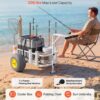 VEVOR Beach Fishing Cart, 200 lbs Load Capacity, Foldable Fishing Cart with Heavy-Duty Carbon Steel Frame, 13-Inch All-Terrain PU Balloon Tires, 7 Rod Holders, for Outdoor Activities Camping Picnic