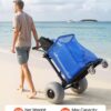 VEVOR Beach Cart with Large Wheels for Sand, 165 lbs Load Capacity, Heavy Duty Folding Beach Wagon with 12" Balloon Wheels, Storage Bag, 180° Adjustable Handlebar, Dolly for Camping Fishing Garden