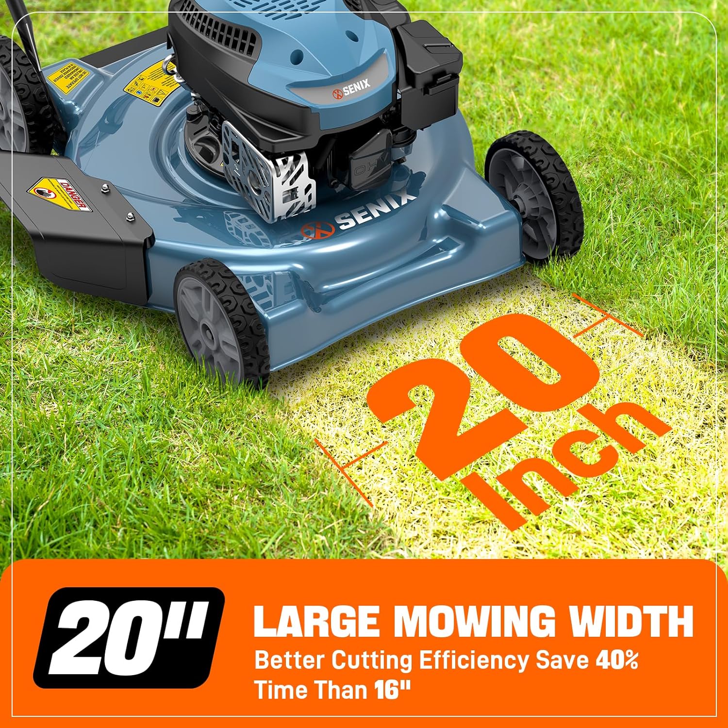 SENIX Lawn Mower, 20" 144 cc Push Mower Gas, 4-Cycle Engine Walk-Behind Push Lawn Mowers, 3 Position Height Adjustment for 1/4 Acre Small Yard Garden, cortadora de pasto SENIX Lawn Mower, 20" 144 cc Push Mower Gas, 4-Cycle Engine Walk-Behind Push Lawn Mowers, 3 Position Height Adjustment for 1/4 Acre Small Yard Garden, cortadora de pasto - Image 4