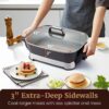 Elite Gourmet Stow-Away Ceramic Electric Skillet, 1500W, Black/Gray | PFAS-Free Ceralast Coating, Rapid Heat-Up, 15"x12"x3" Foldable Design, Dishwasher-Safe Pan & Lid, Large Size