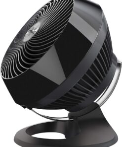 Vornado 660 Large Air Circulator Fan, 4-Speed, Whole Room Electric Fan with 90-Degree Tilt, Chrome Glide Bar, Quiet Cooling for Bedroom, Office, Dorm Room, Black Indoor
