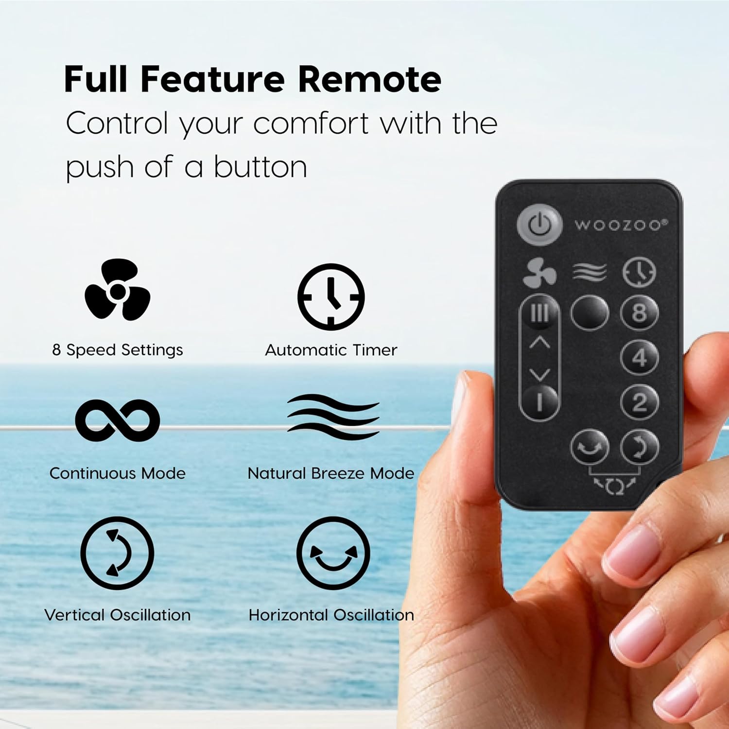 IRIS USA WOOZOO Air Circulator Fan with Remote, Oscillating Table Fan, 8 Speeds, 82ft Max Air Distance, 65° Tilt, Ultra Quiet DC Motor, Small Desk Fan for Bedroom, Office, Dorm, Black IRIS USA WOOZOO Air Circulator Fan with Remote, Oscillating Table Fan, 8 Speeds, 82ft Max Air Distance, 65° Tilt, Ultra Quiet DC Motor, Small Desk Fan for Bedroom, Office, Dorm, Black - Image 6