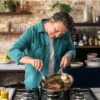 Jamie Oliver by T-fal Cooks Smart 10-Piece Stainless Steel Cookware Set | Stainless steel interior, Thermo-Fusion induction base, Oven safe to 500°F, Dishwasher safe, Heat indicator included
