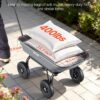 VEVOR 400LBS Wheelbarrow, Poly Garden Dump Cart Wagon with 8" Flat Free Tires, Heavy Duty Wheel Barrow Yard Cart Dump Wagon with Quick-Release System