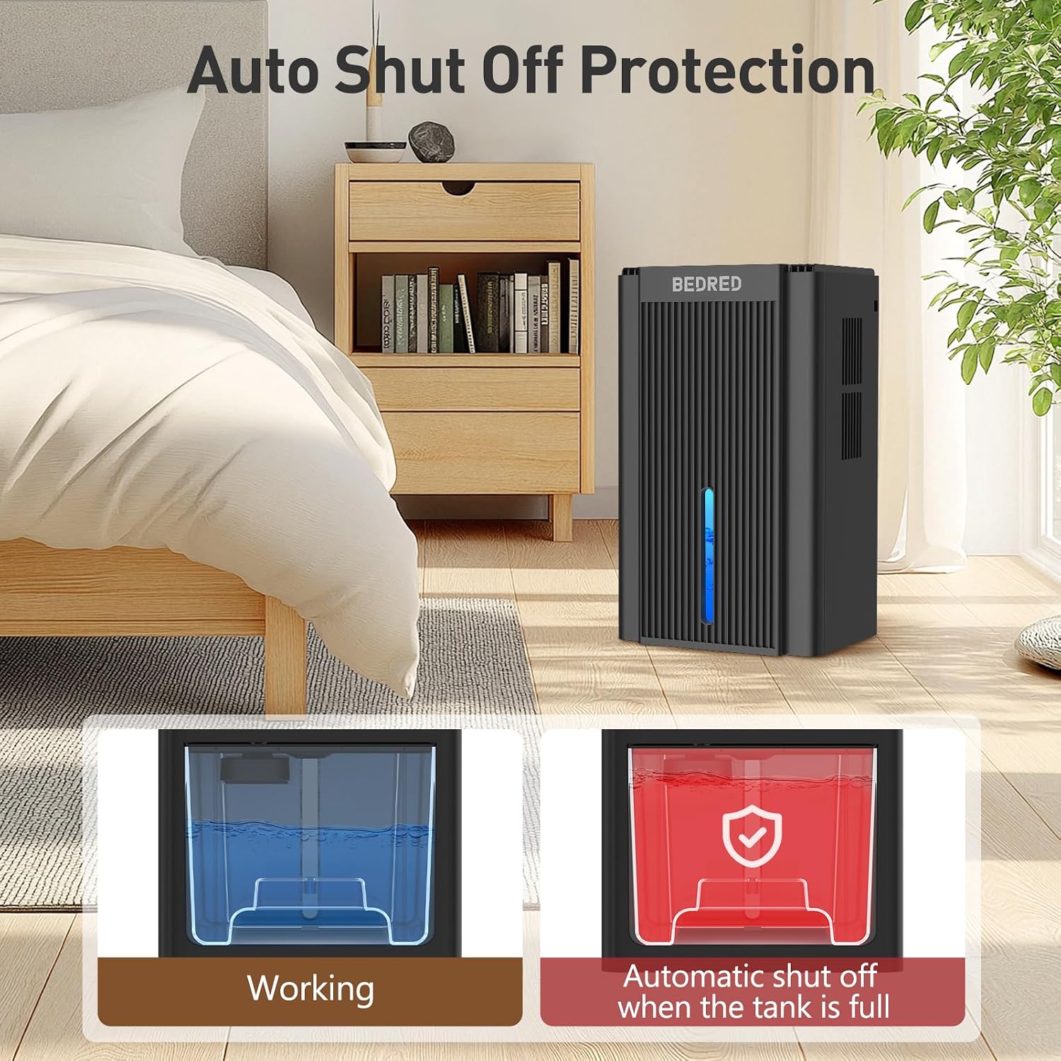 BEDRED Dehumidifier, 95OZ Dehumidifier for Home 1000 sq ft - Quiet with Auto Shut Off & Relaxing 7 Color Ambient Light, Ideal for Livingroom, Bedroom, Basement (Black) BEDRED Dehumidifier, 95OZ Dehumidifier for Home 1000 sq ft - Quiet with Auto Shut Off & Relaxing 7 Color Ambient Light, Ideal for Livingroom, Bedroom, Basement (Black) - Image 4