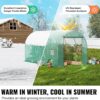 VEVOR Walk-in Tunnel Greenhouse, 9.6x6.4x6.2 ft Hoop House Greenhouse Tunnel, Plant Hot House with Galvanized Steel Frame, Green PE Cover, Roll-up Zipper Door and 6 Windows for Outdoor