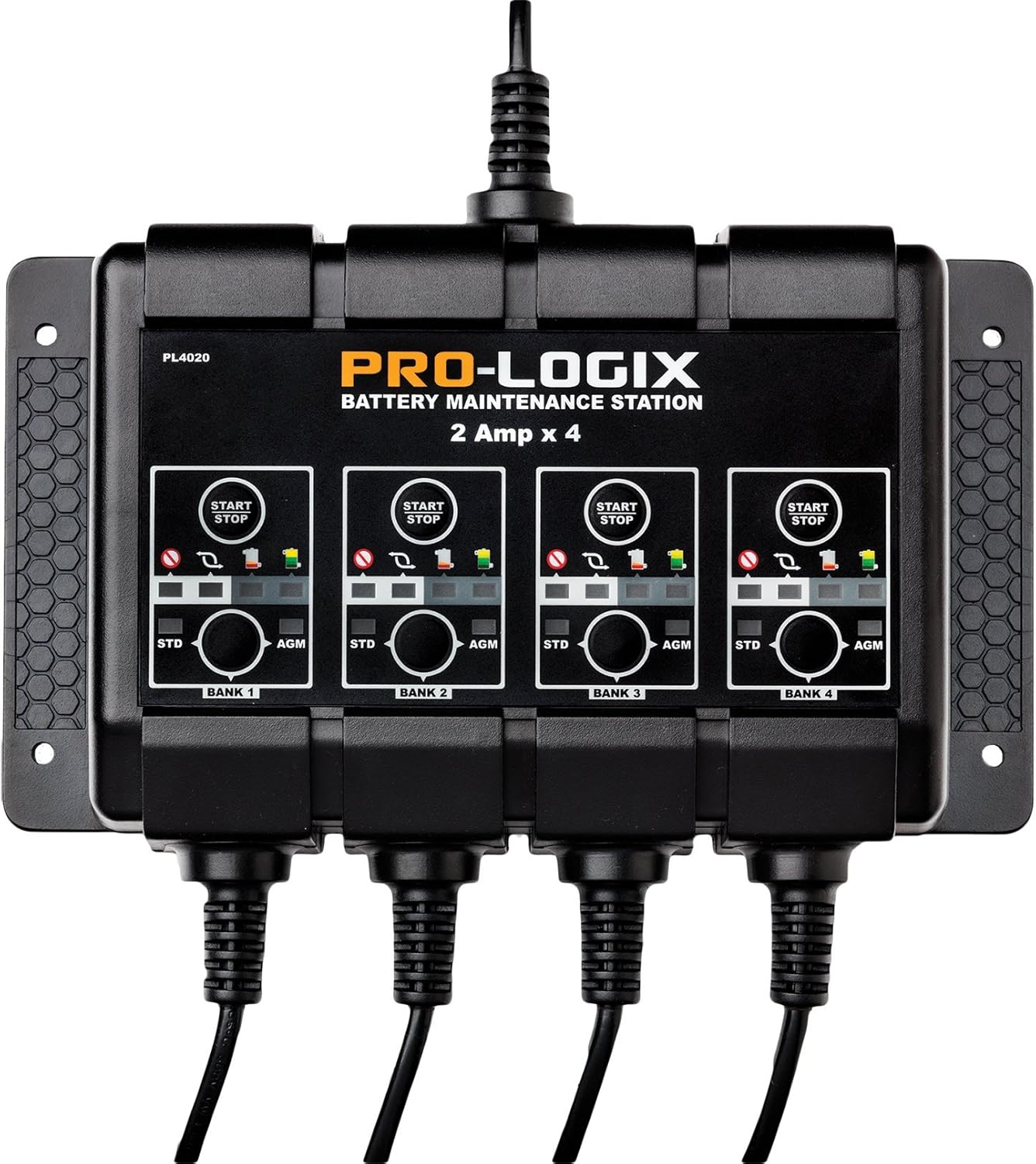 Clore Automotive PL4020, Pro-Logix 4-Bank, 8-Amp (2-Amp Per Bank) Fully Automatic Smart Charger, 12V Battery Charger, Battery Maintainer, Desulfator with Temperature Compensation, Black Clore Automotive PL4020, Pro-Logix 4-Bank, 8-Amp (2-Amp Per Bank) Fully Automatic Smart Charger, 12V Battery Charger, Battery Maintainer, Desulfator with Temperature Compensation, Black