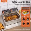 VEVOR Commercial Deep Fryer, 3000W Electric Turkey Fryer with 3 Removable Baskets, Large Capacity 18Qt / 17L Stainless Steel Countertop Single Oil Fryer, for Kitchen Restaurant Use, Silver