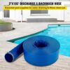 VEVOR Discharge Hose, 3' x 105', PVC Lay Flat Hose, Heavy Duty Backwash Drain Hose with Clamps, Weather-proof & Burst-proof, Ideal for Swimming Pool & Water Transfer, Blue