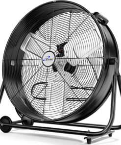 iLIVING 24" High Velocity Drum Fan Industrial, Commercial, Residential Air Circulator for Garage, Shop, Patio, Barn, Greenhouse, Speed Control 7700CFM, UL Listed,Black