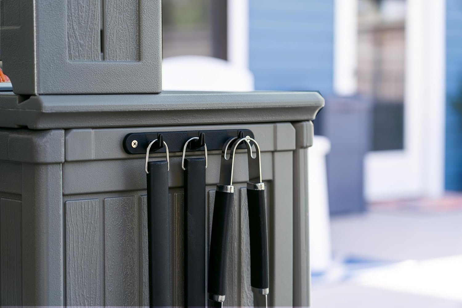 Suncast Patio Plastic Storage and Prep Station with Decorative Wicker Pattern and Multi Wall Panels for Patio, Garden, and Lawn Use, Stoney Gray Suncast Patio Plastic Storage and Prep Station with Decorative Wicker Pattern and Multi Wall Panels for Patio, Garden, and Lawn Use, Stoney Gray - Image 15