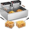 VEVOR Commercial Deep Fryer, 3000W Electric Turkey Fryer with 3 Removable Baskets, Large Capacity 18Qt / 17L Stainless Steel Countertop Single Oil Fryer, for Kitchen Restaurant Use, Silver