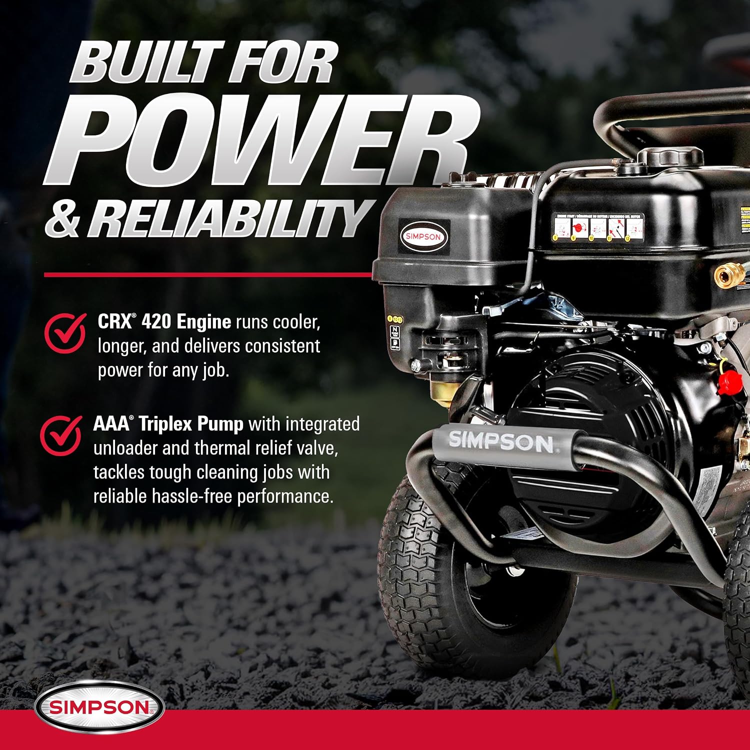 Simpson 4400 PSI Gas Pressure Washer, 4.0 GPM Commercial Power Washer, Cold Water, 50' Hose, PowerShot, 49-State Compliant (PS60843) - Black Simpson 4400 PSI Gas Pressure Washer, 4.0 GPM Commercial Power Washer, Cold Water, 50' Hose, PowerShot, 49-State Compliant (PS60843) - Black - Image 3