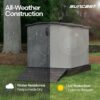 Suncast Glidetop 98 Cubic Foot Horizontal Shed Storage, Outdoor Waterproof Resin Floor Home Patio Deck Box for Garden and Tools, Dove Gray