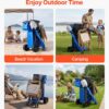 VEVOR Beach Cart, 165LBS Load Capacity, Portable Folding Beach Wagon Dolly with 10" Solid Wheel for Sand, Insulated Cooler Bag, Large Mesh Bag&Umbrella Holder for Outdoor Camping Fishing