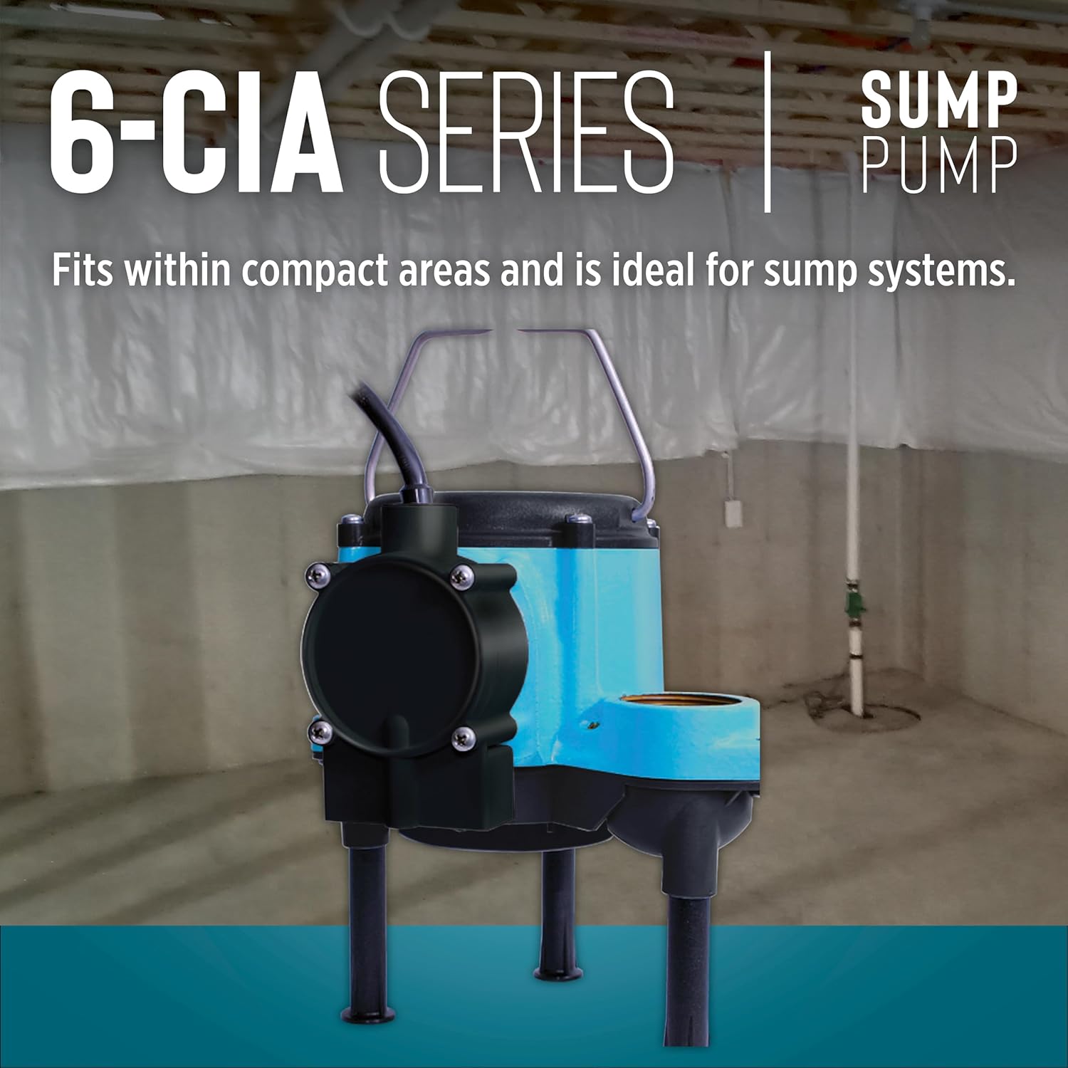Little Giant 6-CIA 115 Volt, 1/3 HP 2760 GPH Cast Iron Submersible Sump Pump with Extended Leg Kit and Integral Diaphragm Switch, 10-Ft. Cord, Blue, 506162 Little Giant 6-CIA 115 Volt, 1/3 HP 2760 GPH Cast Iron Submersible Sump Pump with Extended Leg Kit and Integral Diaphragm Switch, 10-Ft. Cord, Blue, 506162 - Image 7