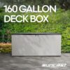 Suncast 160-Gal. Resin Extra-Large Outdoor Patio Deck Box with Pad-Lockable Lid, Modern Reeded Outdoor Patio Bench/Storage Box for Cushions, Garden Tools, and More, Iron Ore/French Gray Suncast 160-Gal. Resin Extra-Large Outdoor Patio Deck Box with Pad-Lockable Lid, Modern Reeded Outdoor Patio Bench/Storage Box for Cushions, Garden Tools, and More, Iron Ore/French Gray