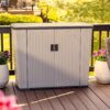 Suncast 130-Gallon Backyard Oasis Basic Unit Lockable Outdoor Storage Cabinet, Peppercorn, Made in the USA