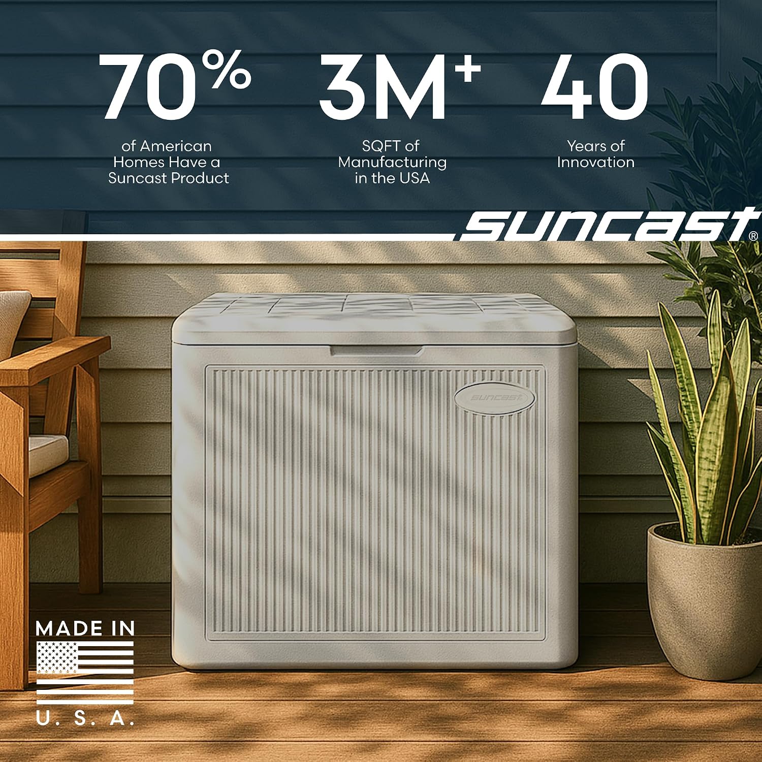 Suncast 22-Gal. Resin Small Outdoor Patio Deck Box with Reeded Design, Modern Outdoor Patio Bench/Storage Box for Cushions, Garden Tools, and More, French Gray Suncast 22-Gal. Resin Small Outdoor Patio Deck Box with Reeded Design, Modern Outdoor Patio Bench/Storage Box for Cushions, Garden Tools, and More, French Gray - Image 8