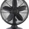 Good Housekeeping 92603 All-Metal 12" Retro Desk Office Table Fan with Wide Oscillation, 3-Speed Settings & Carrying Handle, Matte Black