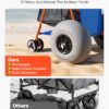 VEVOR Beach Cart with Large Wheels for Sand, 165 lbs Load Capacity, Heavy Duty Folding Beach Wagon with 12" Balloon Wheels, Insulated Cooler Bag, Umbrella Holder, Holds 4 Chairs for Camping & Fishing