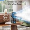 DREO TurboCool Misting Fan 516, 5℉ Drop Cooling Fans that Blow Cold Air, 150°+30° Omni-directional Oscillating, Evaporative air cooler, 26 ft/s Wind, Ultrafine Mist, 20dB Quiet, 6 Speeds 2 Modes, Grey