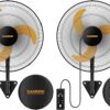 CAMMOO 18 Inch Wall Mount Fan Oscillating, 600D Oxford Cover & Wired Remote | Extended 3.3ft Wired Remote & 6.6ft Power Cord Wall Fan, 3-Speed High Velocity Wall Mounted Fan, for Garage, Workshop