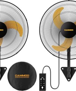 CAMMOO 18 Inch Wall Mount Fan Oscillating, 600D Oxford Cover & Wired Remote | Extended 3.3ft Wired Remote & 6.6ft Power Cord Wall Fan, 3-Speed High Velocity Wall Mounted Fan, for Garage, Workshop