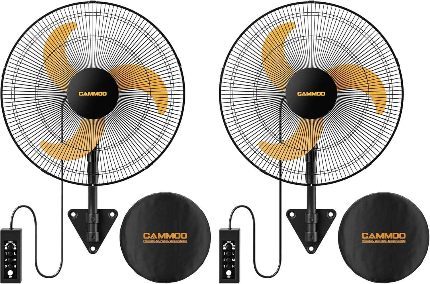 CAMMOO 18 Inch Wall Mount Fan Oscillating, 600D Oxford Cover & Wired Remote | Extended 3.3ft Wired Remote & 6.6ft Power Cord Wall Fan, 3-Speed High Velocity Wall Mounted Fan, for Garage, Workshop CAMMOO 18 Inch Wall Mount Fan Oscillating, 600D Oxford Cover & Wired Remote | Extended 3.3ft Wired Remote & 6.6ft Power Cord Wall Fan, 3-Speed High Velocity Wall Mounted Fan, for Garage, Workshop