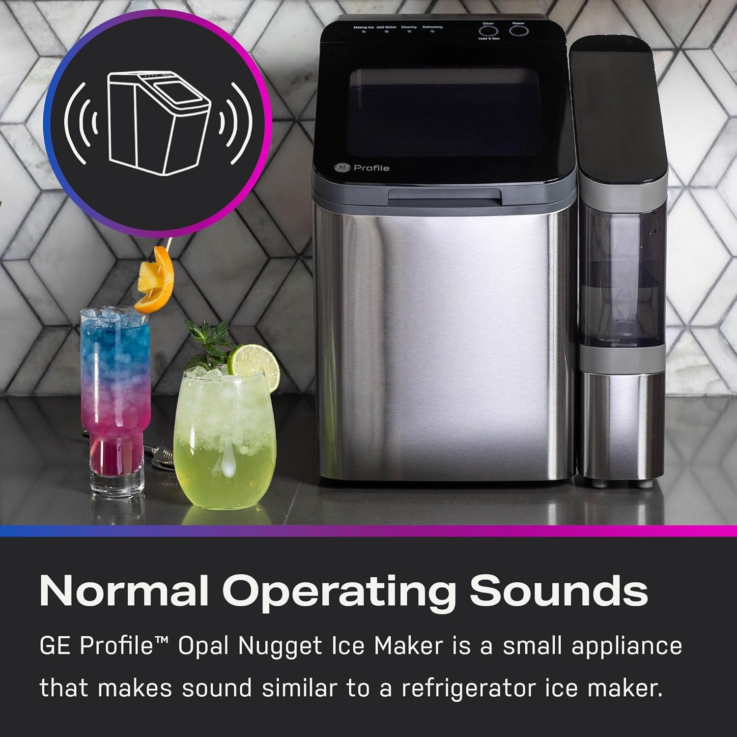 GE Profile Opal 1.0 Countertop Nugget Ice Maker | Chewable nugget ice, 34 lbs/day, First batch in 10 min, 3 lb bin, Flip-top lid, .5 Gallon Built-in Tank, Stainless Steel GE Profile Opal 1.0 Countertop Nugget Ice Maker | Chewable nugget ice, 34 lbs/day, First batch in 10 min, 3 lb bin, Flip-top lid, .5 Gallon Built-in Tank, Stainless Steel - Image 5