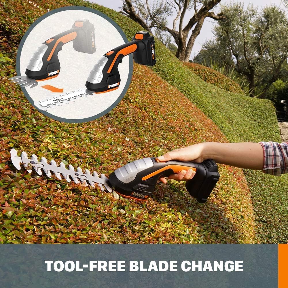 WORX 2 in 1 Cordless Hedge Trimmer, 4" Grass Shear & 8" Shrub Trimmer with 2 Blades, Battery & Charger Included, WG801 WORX 2 in 1 Cordless Hedge Trimmer, 4" Grass Shear & 8" Shrub Trimmer with 2 Blades, Battery & Charger Included, WG801 - Image 3