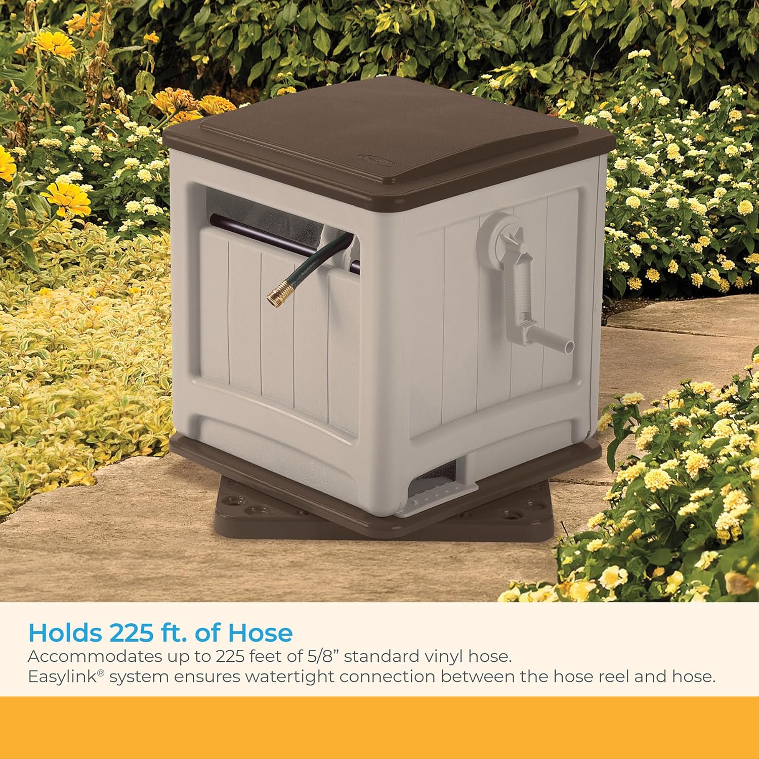 Suncast 225 ft. Swivel Hideaway Hose Reel with Hose Guide and Crank Handle, Mocha/Taupe Suncast 225 ft. Swivel Hideaway Hose Reel with Hose Guide and Crank Handle, Mocha/Taupe - Image 5